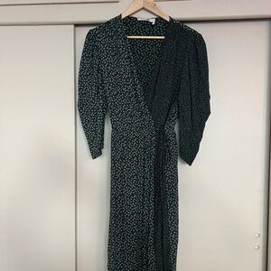 See By Chloe Green Floral and Polka Dot Wrap Dress